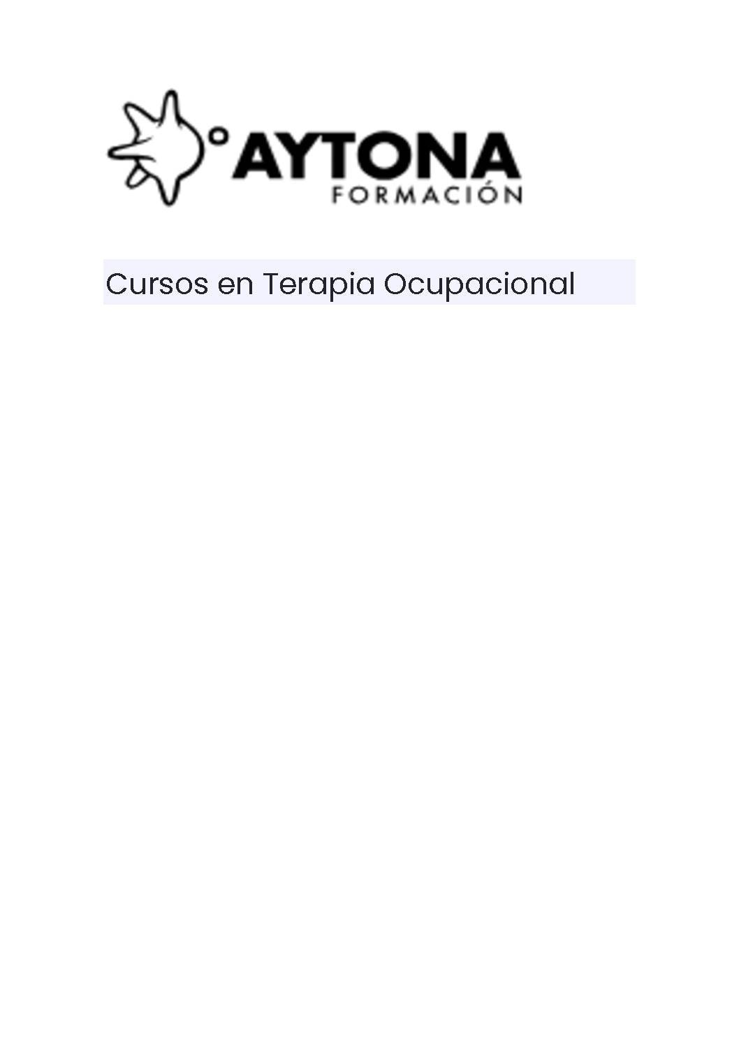 Aytona nuevas formaciones en Terapia Ocupacional