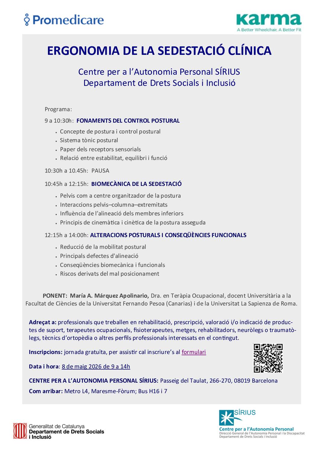 Sírius DSI Formació Ergonomia de la Sedestació Clínica (Promedicare - Karma - Sírius)